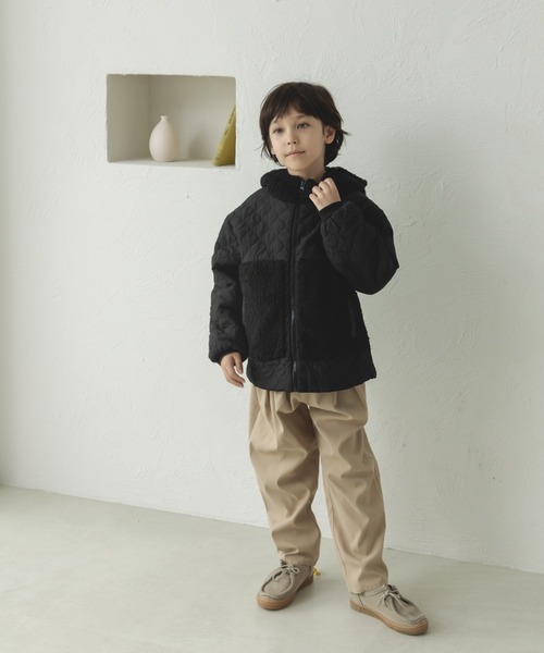 pairmanon（ペアマノン）の「ボアフリース フード キルティング ファスナー ジャケット（その他アウター・キッズ・ピンク/ブラウン/ブラック・130/120/100/110/90/150/140）」の5枚目の写真