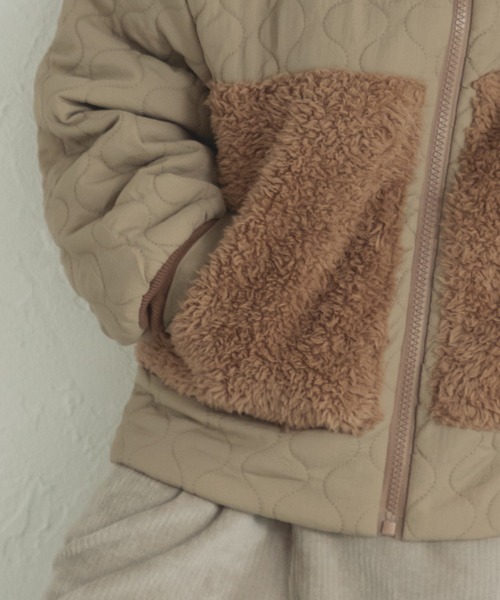 pairmanon（ペアマノン）の「ボアフリース フード キルティング ファスナー ジャケット（その他アウター・キッズ・ピンク/ブラウン/ブラック・130/120/100/110/90/150/140）」の6枚目の写真