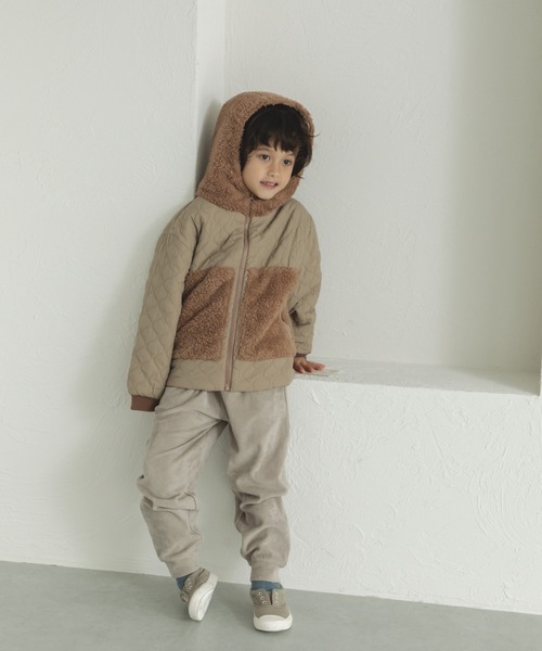 pairmanon（ペアマノン）の「ボアフリース フード キルティング ファスナー ジャケット（その他アウター・キッズ・ピンク/ブラウン/ブラック・130/120/100/110/90/150/140）」の7枚目の写真