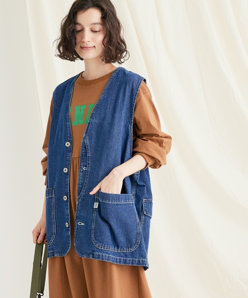 CRAFT STANDARD BOUTIQUE(クラフトスタンダードブティック)の「デニムワークベスト(ベスト・レディース・ダークインディゴブルー/インディゴブルー・M/L)」の2枚目の写真