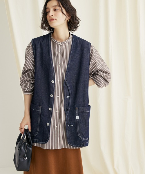 CRAFT STANDARD BOUTIQUE(クラフトスタンダードブティック)の「デニムワークベスト(ベスト・レディース・ダークインディゴブルー/インディゴブルー・M/L)」の1枚目の写真