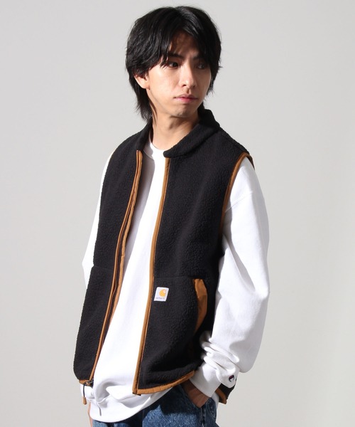 Carhartt(カーハート)の「【Carhartt/カーハート】RELAXED FIT FLEECE FULL ZIP VEST/リラックスフィット フルジップベスト(ベスト・メンズ・カーキ/ブラック・S)」の4枚目の写真