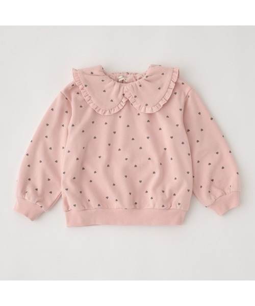 Lycee mine（リセマイン）の「【表コットン毛玉バイバイ】フリル衿付き総柄スウェット（スウェット・キッズ・オートミール/ネイビー/ピンク・120cm/140cm/110cm/150cm/100cm/130cm）」の12枚目の写真