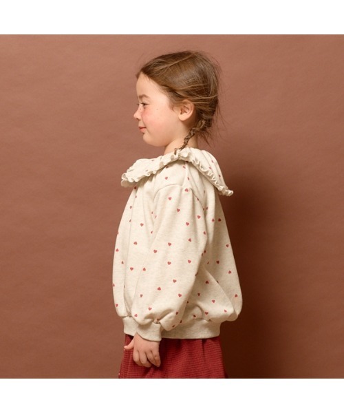 Lycee mine（リセマイン）の「【表コットン毛玉バイバイ】フリル衿付き総柄スウェット（スウェット・キッズ・オートミール/ネイビー/ピンク・120cm/140cm/110cm/150cm/100cm/130cm）」の19枚目の写真