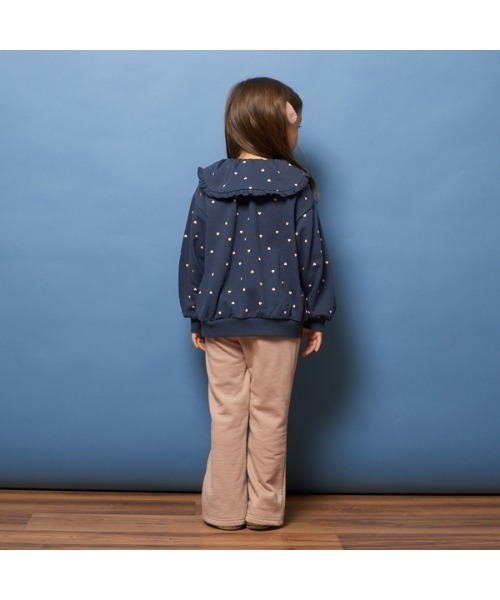 Lycee mine（リセマイン）の「【表コットン毛玉バイバイ】フリル衿付き総柄スウェット（スウェット・キッズ・オートミール/ネイビー/ピンク・120cm/140cm/110cm/150cm/100cm/130cm）」の7枚目の写真