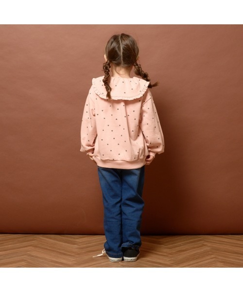 Lycee mine（リセマイン）の「【表コットン毛玉バイバイ】フリル衿付き総柄スウェット（スウェット・キッズ・オートミール/ネイビー/ピンク・120cm/140cm/110cm/150cm/100cm/130cm）」の9枚目の写真