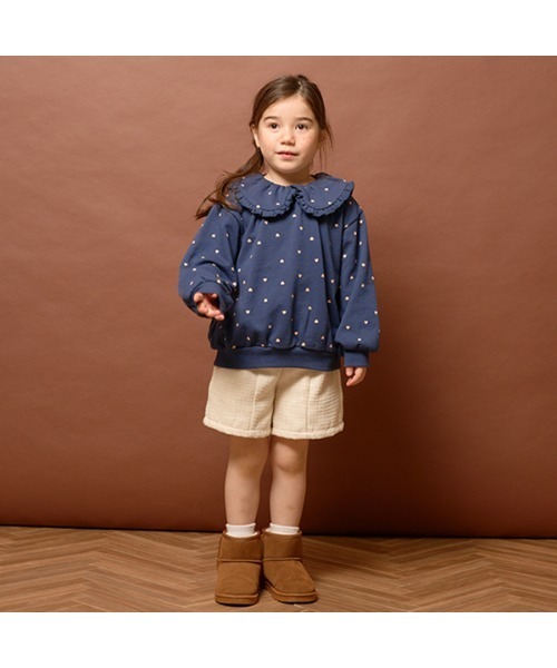 Lycee mine（リセマイン）の「【表コットン毛玉バイバイ】フリル衿付き総柄スウェット（スウェット・キッズ・オートミール/ネイビー/ピンク・120cm/140cm/110cm/150cm/100cm/130cm）」の21枚目の写真