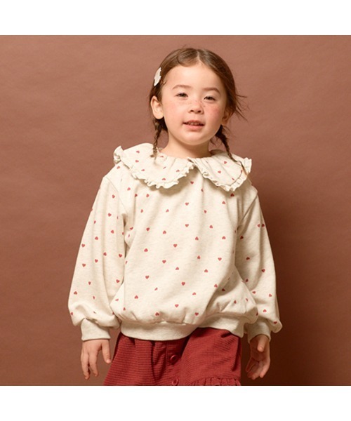 Lycee mine（リセマイン）の「【表コットン毛玉バイバイ】フリル衿付き総柄スウェット（スウェット・キッズ・オートミール/ネイビー/ピンク・120cm/140cm/110cm/150cm/100cm/130cm）」の18枚目の写真
