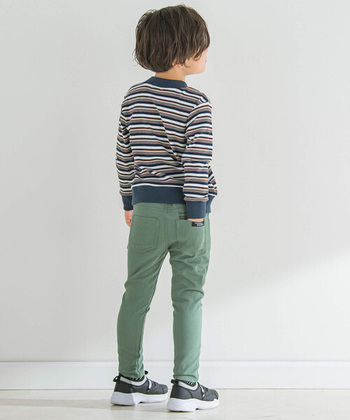 BeBe（ベベ）の「【お揃い】リブマルチボーダーTシャツ(90~150cm)（Tシャツ/カットソー・キッズ・ネイビー・140cm/150cm/130cm/110cm/90cm/100cm/120cm）」の5枚目の写真