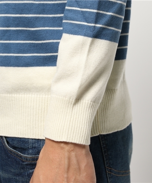 OUTLET（アウトレット）の「【Discoat Parisien】マルチボーダーCN（ニット/セーター・メンズ・ベージュ/ホワイト/ブラック・MEDIUM/LARGE）」の8枚目の写真
