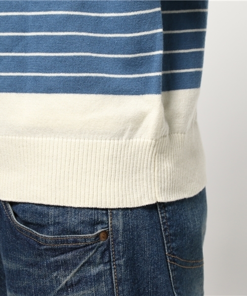 OUTLET（アウトレット）の「【Discoat Parisien】マルチボーダーCN（ニット/セーター・メンズ・ベージュ/ホワイト/ブラック・MEDIUM/LARGE）」の9枚目の写真
