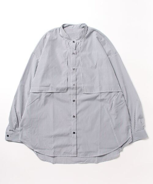 fort point(フォーポイント)の「【FORT POINT/フォートポイント】フラシヨークオーバーシャツ ビッグシルエット(シャツ/ブラウス・レディース・オフホワイト/ブラック/チャコールグレー・MEDIUM)」の3枚目の写真