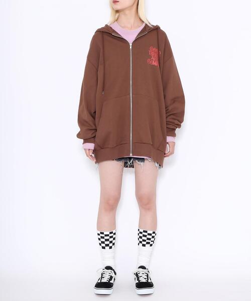 EXIEEE（イグジー）の「EXIEEE/ロゴZIPパーカー（パーカー・レディース・杢グレー/ブラウン/ブラック・SMALL/MEDIUM/LARGE）」の13枚目の写真