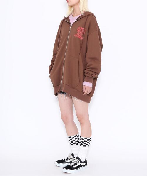 EXIEEE（イグジー）の「EXIEEE/ロゴZIPパーカー（パーカー・レディース・杢グレー/ブラウン/ブラック・SMALL/MEDIUM/LARGE）」の14枚目の写真