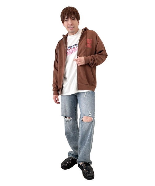 EXIEEE（イグジー）の「EXIEEE/ロゴZIPパーカー（パーカー・レディース・杢グレー/ブラウン/ブラック・SMALL/MEDIUM/LARGE）」の4枚目の写真