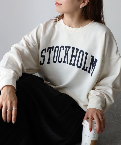 Riberry(リベリー)の「STOCKHOLM ロゴスウェット(スウェット・レディース・チャコールグレー/グリーン/ネイビー/オートミール/アイボリー/ブラック・FREE)」の2枚目の写真