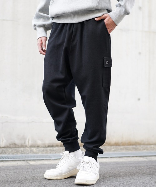 MinoriTY(マイノリティ)の「【MinoriTY】毛玉ができないサルエルカーゴパンツ メンズ スウェットパンツ ルーズフィット ジャージ(スウェットパンツ・メンズ・杢グレー/パープル/ブラック/オートミール/カーキ/チェック/ブラウン・S/M/L/XL)」の8枚目の写真