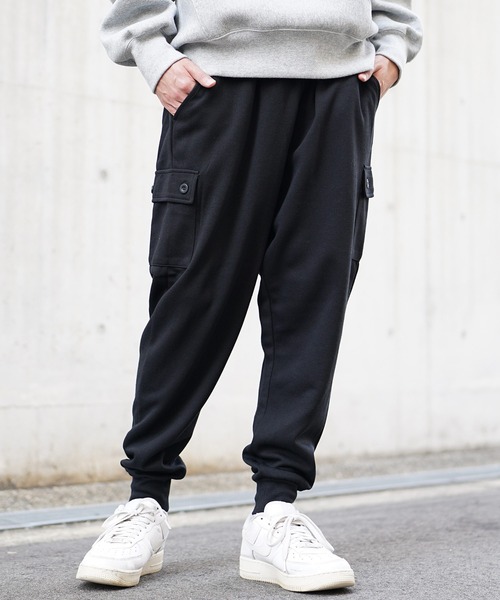 サルエルスウェットパンツ　36  ブラック MinoriTY】毛玉ができないサルエルカーゴパンツ メンズ スウェット