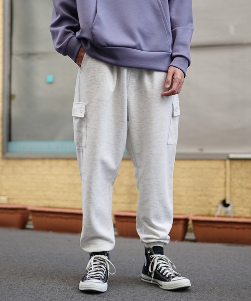 MinoriTY(マイノリティ)の「【MinoriTY】毛玉ができないサルエルカーゴパンツ メンズ スウェットパンツ ルーズフィット ジャージ(スウェットパンツ・メンズ・杢グレー/パープル/ブラック/オートミール/カーキ/チェック/ブラウン・S/M/L/XL)」の13枚目の写真