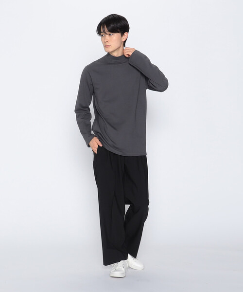 COMME CA ISM（コムサイズム）の「エッセンシャルコットン ロングスリーブ モックネックＴシャツ（Tシャツ/カットソー・メンズ・ブルー/ブラック/ホワイト/チャコール・LARGE/MEDIUM/X-LARGE）」の8枚目の写真