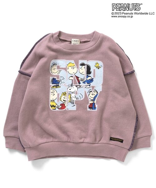 PEANUTS（ピーナッツ）の「PEANUTSコラボ　カラーステッチロゴトレーナー（スウェット・キッズ・ベージュ/グレー/カーキ/ラベンダー・80/90/95/100/110/120/130/140/150）」の4枚目の写真