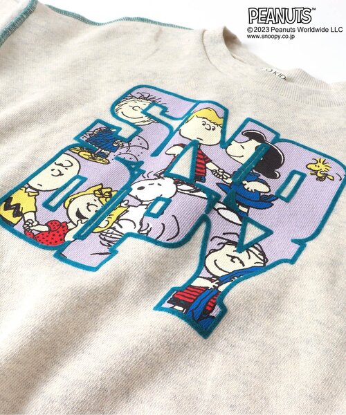 PEANUTS（ピーナッツ）の「PEANUTSコラボ　カラーステッチロゴトレーナー（スウェット・キッズ・ベージュ/グレー/カーキ/ラベンダー・80/90/95/100/110/120/130/140/150）」の9枚目の写真