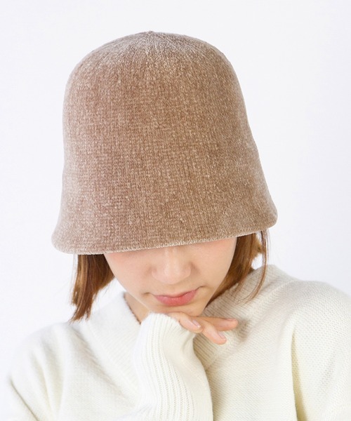 14+（イチヨンプラス）の「モール糸ベルハット（ハット・レディース・ホワイト/ブラック/ベージュ/オレンジ/チャコールグレー・MEDIUM）」の4枚目の写真