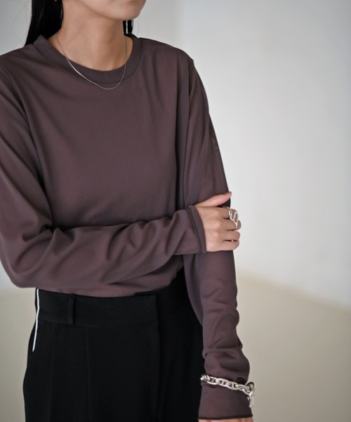 Marient(マリエント)の「メローシアーロンTOPS(Tシャツ/カットソー・レディース・アイボリー/チャコール/ブラック/ブラウン・FREE)」の4枚目の写真
