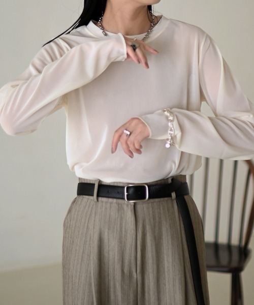 Marient(マリエント)の「メローシアーロンTOPS(Tシャツ/カットソー・レディース・アイボリー/チャコール/ブラック/ブラウン・FREE)」の1枚目の写真