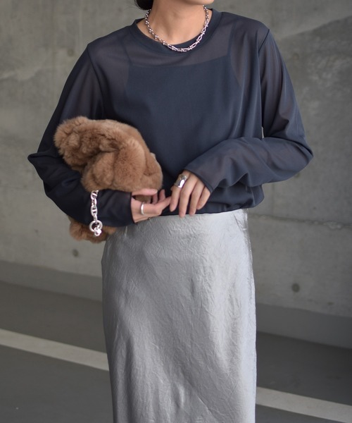 Marient(マリエント)の「メローシアーロンTOPS(Tシャツ/カットソー・レディース・アイボリー/チャコール/ブラック/ブラウン・FREE)」の18枚目の写真