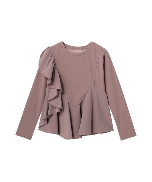 Settimissimo（セッティミッシモ）の「サイドラッフル ペプラム ポンチ クルーネック プルオーバー（Tシャツ/カットソー・レディース・キャメル/ブラック・M）」の14枚目の写真