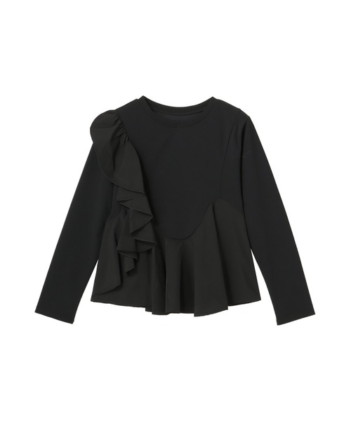 Settimissimo（セッティミッシモ）の「サイドラッフル ペプラム ポンチ クルーネック プルオーバー（Tシャツ/カットソー・レディース・キャメル/ブラック・M）」の15枚目の写真