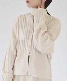 quaranciel | quaranciel:〈手洗い可能〉ファインウール ダブルジップ リブ ニット カーディガン(カーディガン/ボレロ)