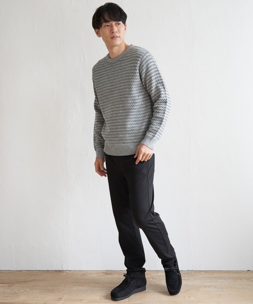 ikka(イッカ)の「バーズアイニット(ニット/セーター・メンズ・ネイビー/グレー・S/M/L/XL)」の10枚目の写真