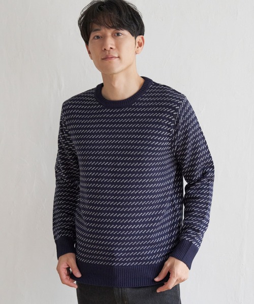 ikka(イッカ)の「バーズアイニット(ニット/セーター・メンズ・ネイビー/グレー・S/M/L/XL)」の5枚目の写真