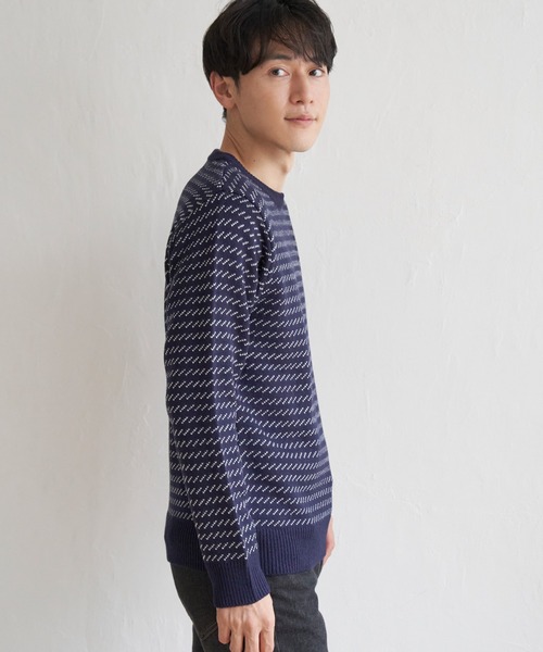 ikka(イッカ)の「バーズアイニット(ニット/セーター・メンズ・ネイビー/グレー・S/M/L/XL)」の4枚目の写真