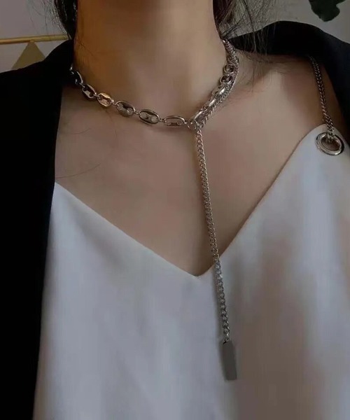 Galley パール チェーン ネックレス アシンメトリー アシンメトリーパールチェーンシルバーネックレス | OopsyDaisy