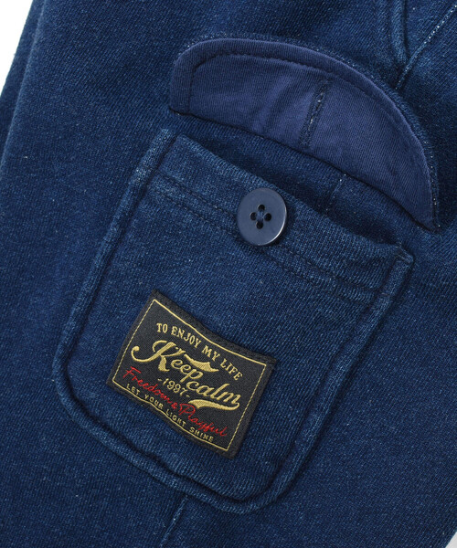 SLAP SLIP（スラップスリップ）の「フラップポケットデニムニットロングカーゴパンツ(80~130cm)（デニムパンツ・キッズ・ブルー/ネイビー・120cm/80ｃｍ/110cm/130cm/90cm/100cm）」の15枚目の写真