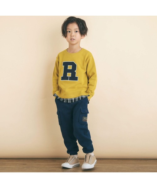 SLAP SLIP（スラップスリップ）の「フラップポケットデニムニットロングカーゴパンツ(80~130cm)（デニムパンツ・キッズ・ブルー/ネイビー・120cm/80ｃｍ/110cm/130cm/90cm/100cm）」の3枚目の写真