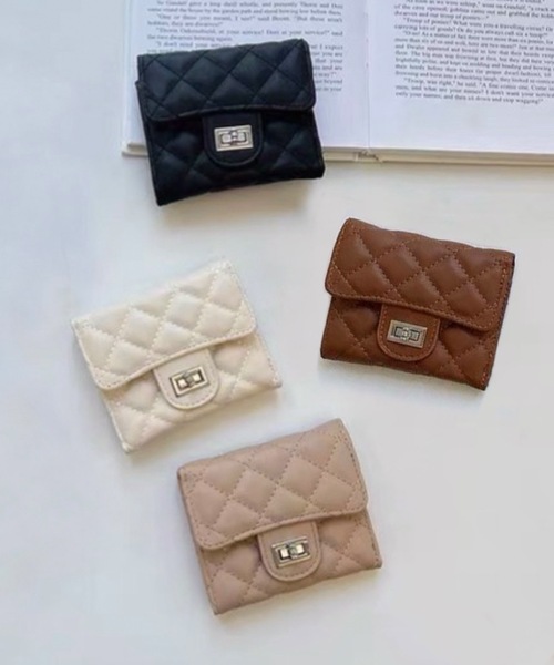 セール】キルティング 三つ折り ミニ財布 折りたたみ ミニ