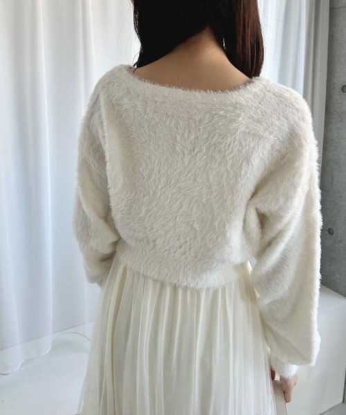 OLIVE des OLIVE（オリーブデオリーブ）の「ハートボタンフェザーカーデ　1041050020（カーディガン/ボレロ・レディース・オフホワイト/チャコールグレー/グレイッシュベージュ/ミント・FREE）」の10枚目の写真