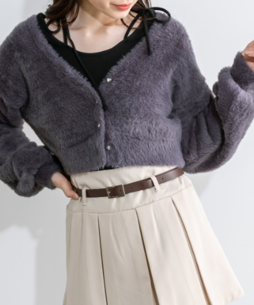 OLIVE des OLIVE（オリーブデオリーブ）の「ハートボタンフェザーカーデ　1041050020（カーディガン/ボレロ・レディース・オフホワイト/チャコールグレー/グレイッシュベージュ/ミント・FREE）」の15枚目の写真