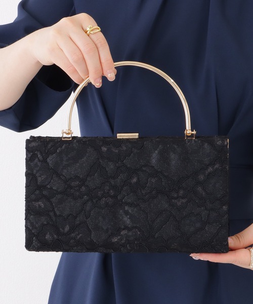 Lace Ladies(レースレディース)の「ハンドル付き スクエア レース パーティー バッグ(クラッチバッグ・レディース・アイボリー/ブラック/シルバー・FREE)」の14枚目の写真