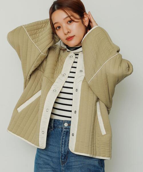 SENSE OF PLACE by URBAN RESEARCH（センスオブプレイスバイアーバンリサーチ）の「ライトキルティングジャケット（ダウンジャケット/コート・レディース・アイボリー/ブラック/ベージュ・ONE）」の5枚目の写真