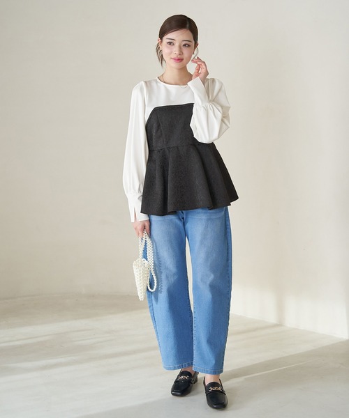 ROPE' PICNIC（ロペピクニック）の「ビスチェドッキングカットトップス/リンクコーデ（Tシャツ/カットソー・レディース・オフホワイト/ブラック系その他・38）」の3枚目の写真