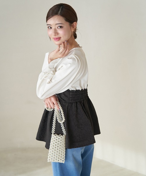 ROPE' PICNIC（ロペピクニック）の「ビスチェドッキングカットトップス/リンクコーデ（Tシャツ/カットソー・レディース・オフホワイト/ブラック系その他・38）」の7枚目の写真