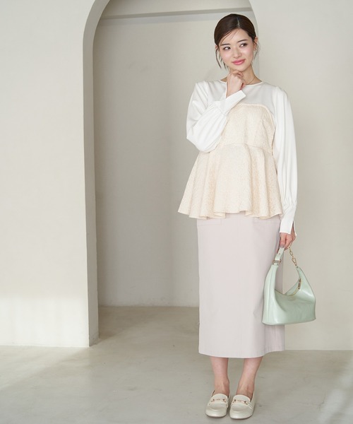 ROPE' PICNIC（ロペピクニック）の「ビスチェドッキングカットトップス/リンクコーデ（Tシャツ/カットソー・レディース・オフホワイト/ブラック系その他・38）」の8枚目の写真