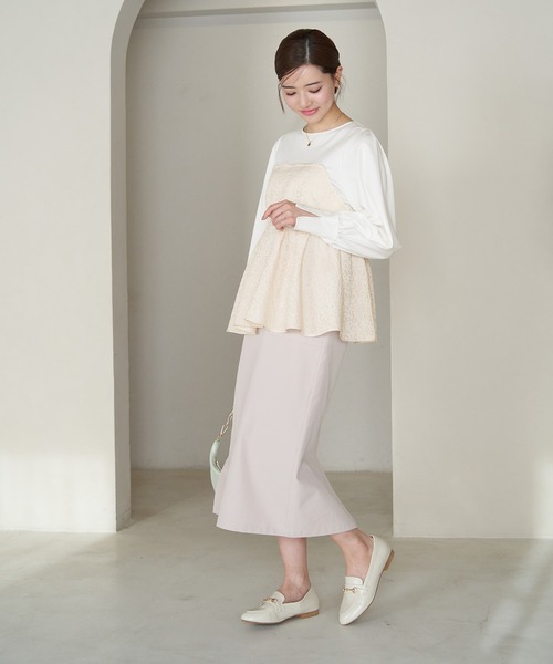 ROPE' PICNIC（ロペピクニック）の「ビスチェドッキングカットトップス/リンクコーデ（Tシャツ/カットソー・レディース・オフホワイト/ブラック系その他・38）」の9枚目の写真