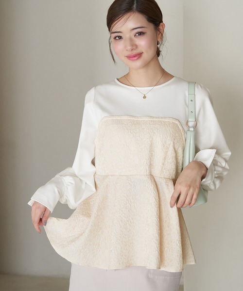 ROPE' PICNIC（ロペピクニック）の「ビスチェドッキングカットトップス/リンクコーデ（Tシャツ/カットソー・レディース・オフホワイト/ブラック系その他・38）」の10枚目の写真