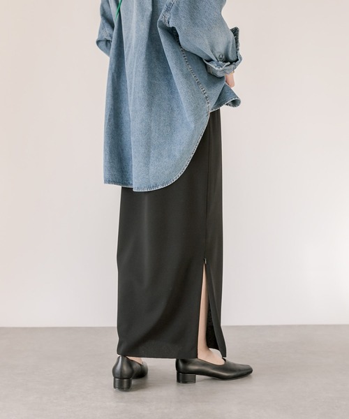 RIVE DROITE（リヴドロワ）の「カットジョーゼットナロースカート（スカート・レディース・ブラック/チャコールグレー・36/38）」の9枚目の写真